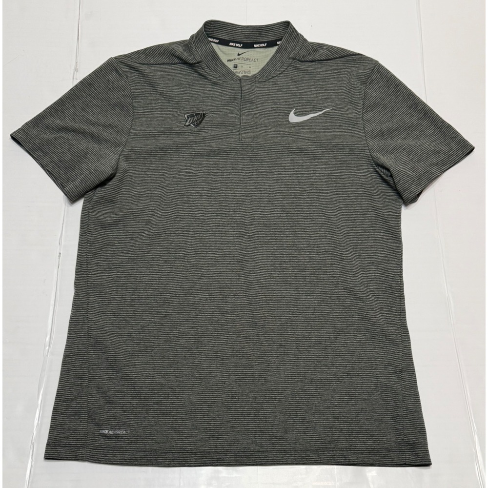 Nike Golf AeroReact OKC Thunder Polo Shirt Mens Medium Gray Stripe Blade Collar
